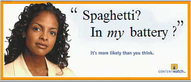 Spoof of the "Spaghetti? In my computer?" ad.