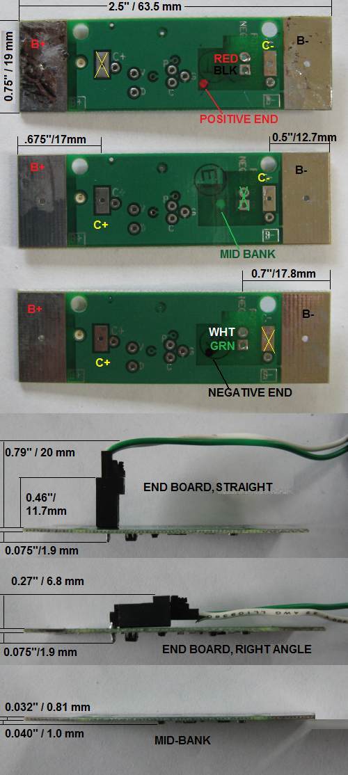 Single small cylindrical cell board mechanical dimensions